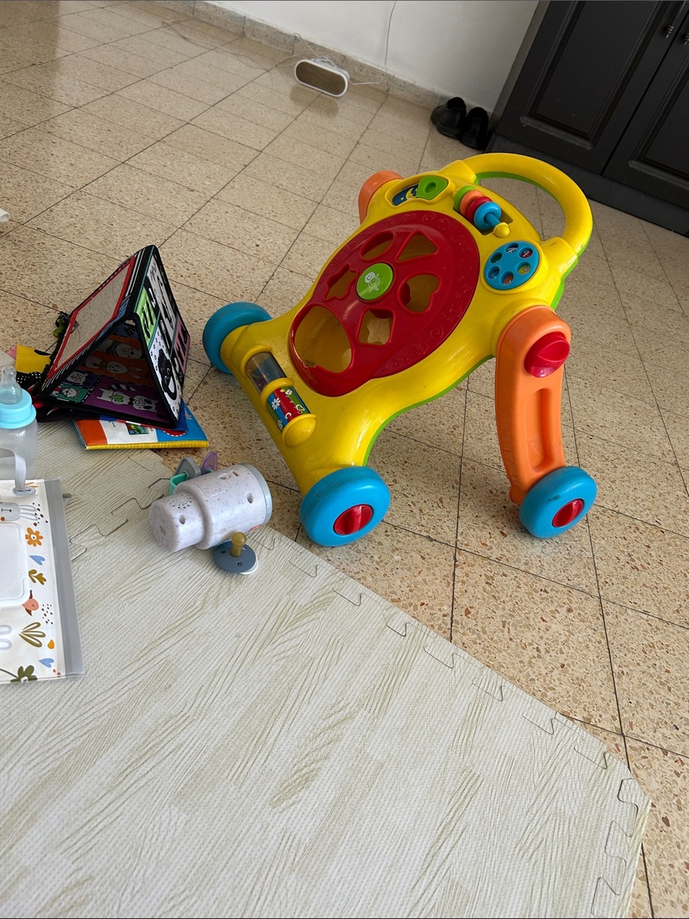 Baby Activity Walker with Shape Sorter - Yellow/Red/Blue